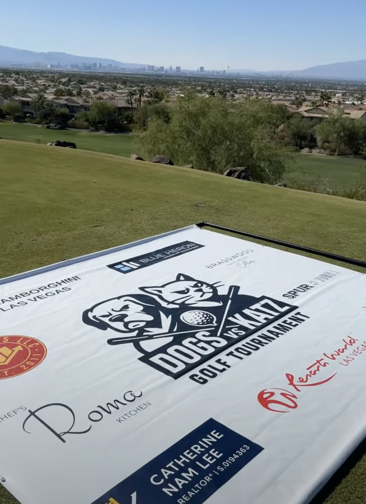 Tournament banner overlooking the course